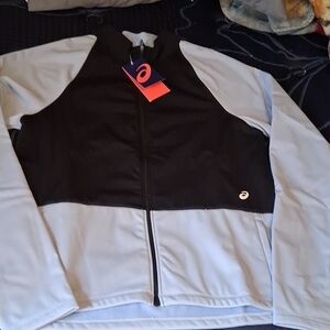 Asics Black and Light Blue Sports Jacket